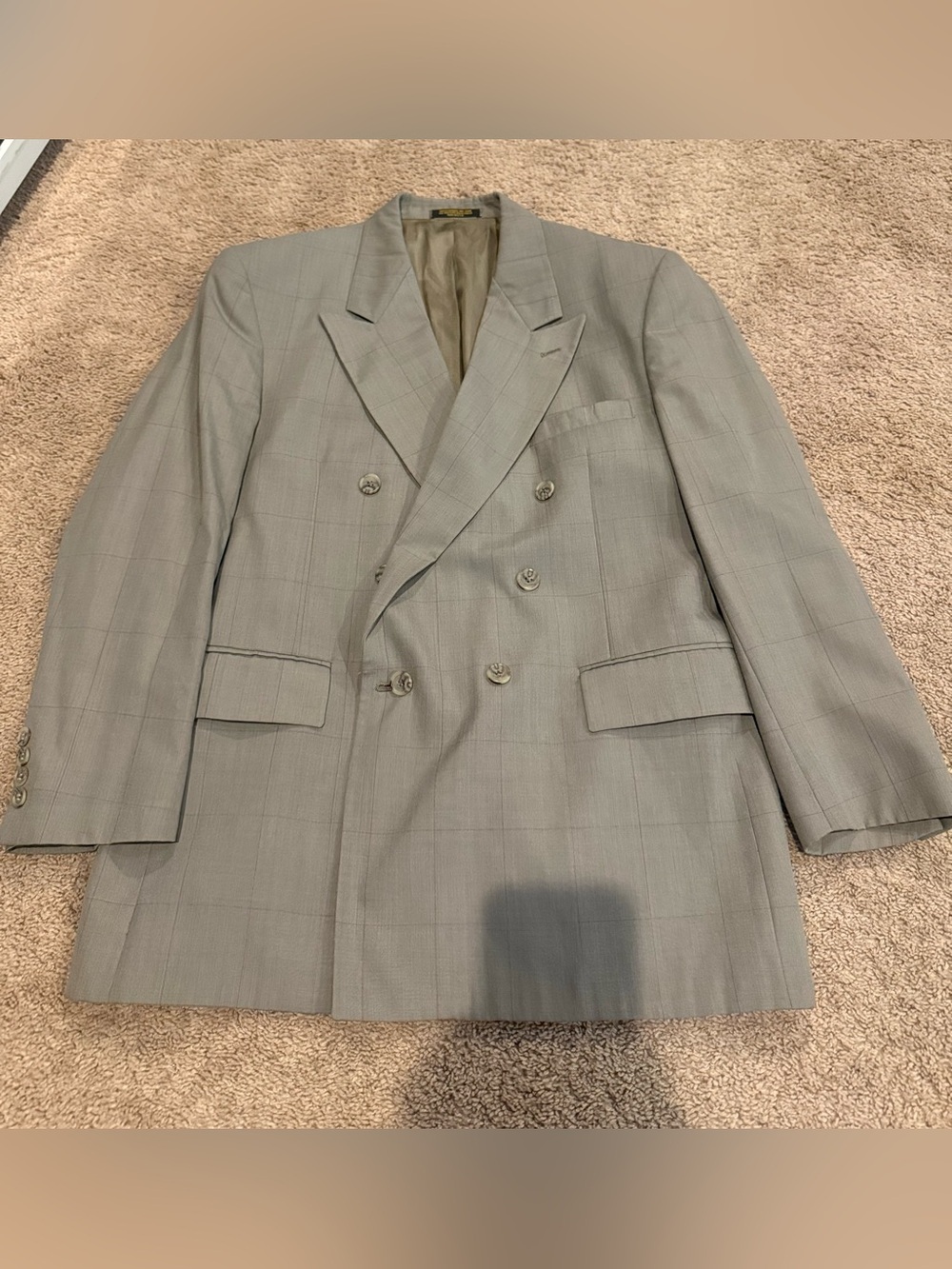 Evan Picone Double-Breasted Plaid Blazer